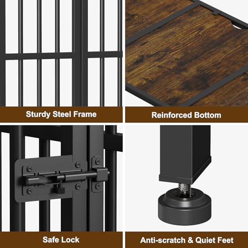 27" Foldable Dog Crate Furniture (Rustic Brown / 27.6"L x 20.5"W x 23.6"H)