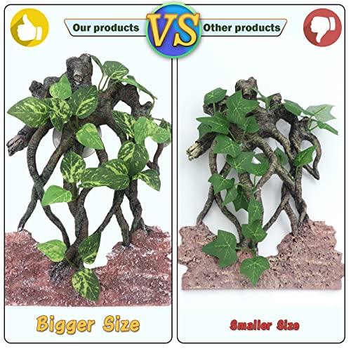 Reptile Climb Tree Branch Rock Background Decoration with Suction Cup for Terrarium Amphibian Lizard Snake (Terrarium Background)