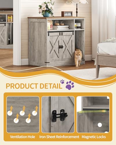 Cat Litter Box Enclosure (Greige / 31.5"L × 18.9"W × 29.5"H)