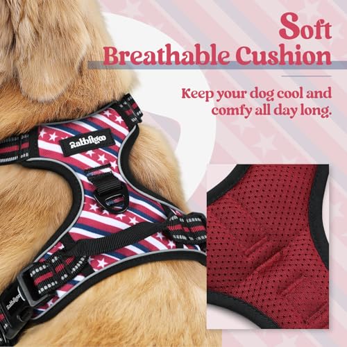 Dog Harness No Pull for Large Dogs with 2 Leash Clips (X-Large / Red Stripe)