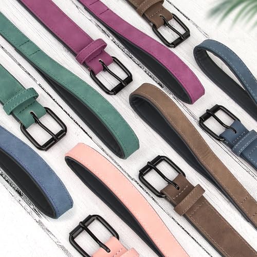 PU Leather Dog Collar and Leash Set (M: Neck 11-15", Width ¾" / Pink Set)