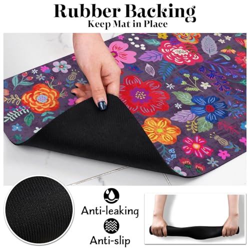 Dog Food Mats for Floors (Purple / 20"L x 12"W)
