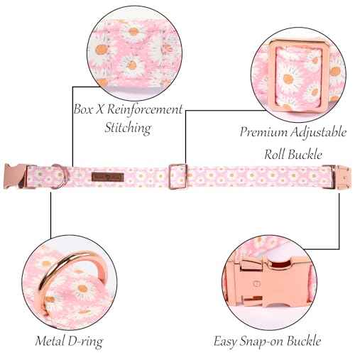 Floral Dog Collar with Sailor Bow (Pink Daisy(Sailor Bow) / Small (Pack of 1))