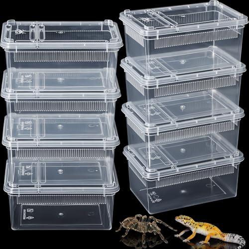 8 Pcs Reptile Breeding Box (Vent Strips / Clear / 7.48 x 4.92 x 2.95 Inch)
