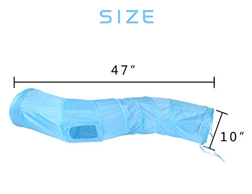 Cat Tunnel Toys for Indoor Cats Kittens Rabbits (47" (Shape S) / Blue)