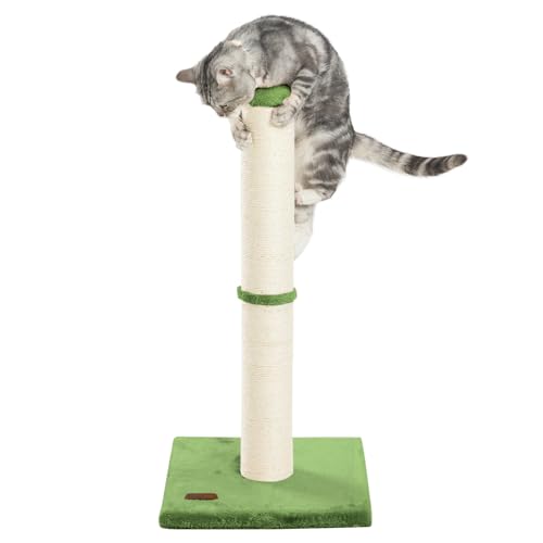 34" Tall Cat Scratching Post with Sisal Rope for Indoor Cats Green (Green)