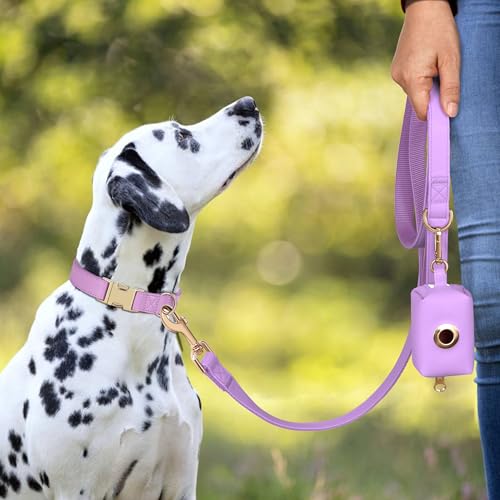 Soft PU Leather Dog Collar (L: Fit 16-27" Neck(55-110 lbs) / Purple)