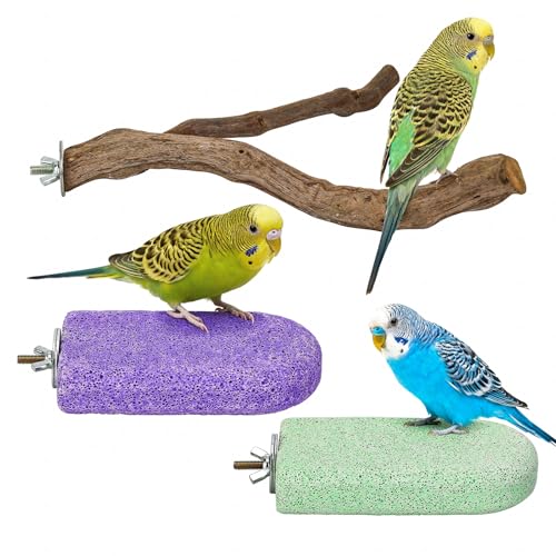 3 Pack Parrot Perch Stands Birds Stand Pole Natural Wild Grape Stick Grinding Paw Climbing Standing Cage Accessories Toy Branches for Parakeet (style-4)
