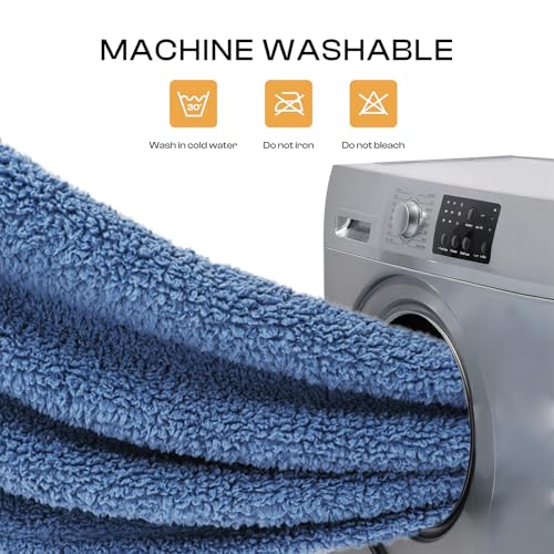 1 Pack 3 Calming Dog Blanket Fluffy Premium Fleece Pet Blankets Soft Sherpa Throw for Dogs Puppy Cat Haze Blue Large (Large (Pack of 3) / Haze Blue)
