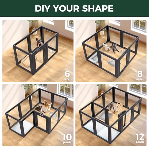 AuraSpace Clear Acrylic Indoor Dog Playpen (Black / 30"H)
