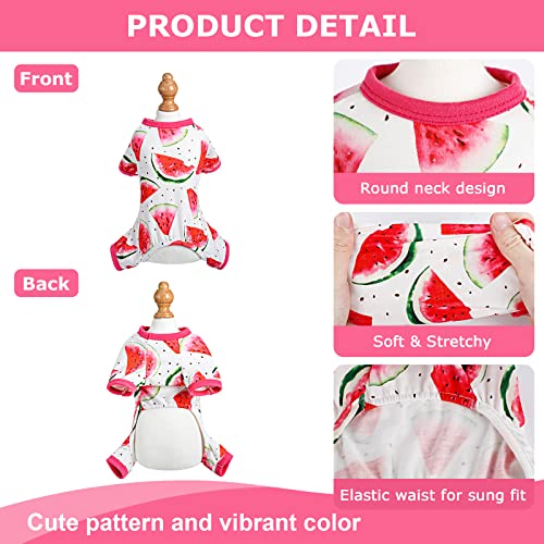PSJ Girl Breathable Cotton Watermelon Dog Pajamas for Small Dogs (Watermelon / X-Small（1-2 lb))