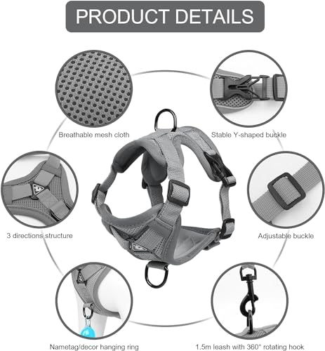 Cat Harness and Leash Set (Gray / S)