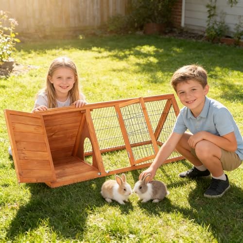 Rabbit Hutch Chicken Coop Outdoor A (Ntural Wood)