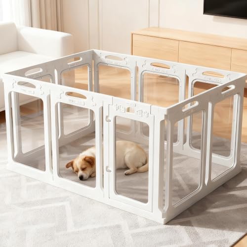 Clear Acrylic Dog Playpen Indoor (White / 24" Height)