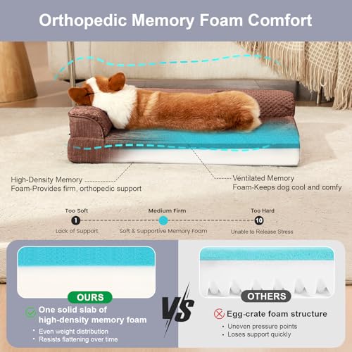 Waterproof Dog Bed for Small Dogs (Fluffy Style-Brown / M(35"x23"x3"))