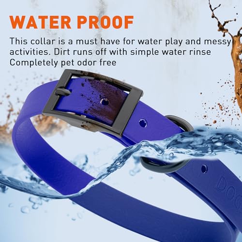 Biothane Waterproof Dog Collar Strong Coated Nylon Webbing with Black Hardware Odor (W3/4" x L15-18" / Blueberry Royal)