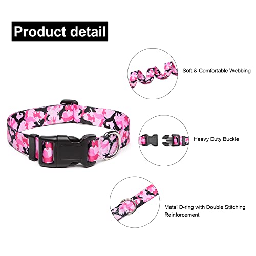 Adjustable Dog Collar (Extra Small / Dog Camouflage Pink)