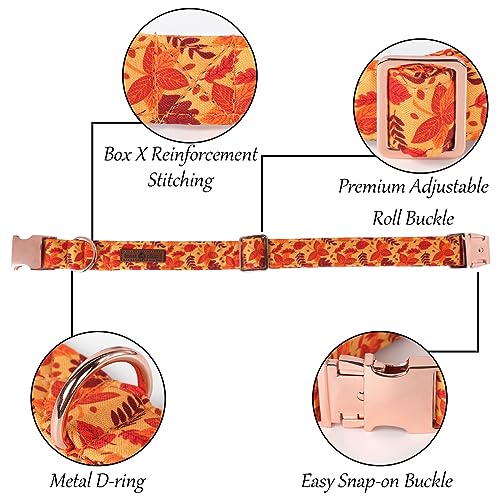 Dog Collar with Bowtie (A:Red Leaves / X-Small (Pack of 1))