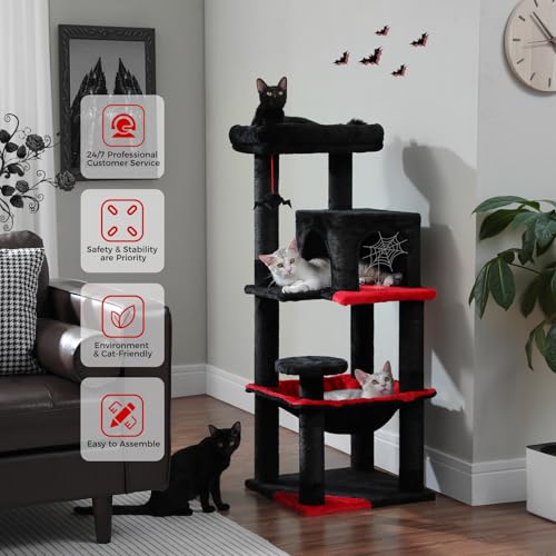 32" Small Cat Tree for Kittens & Small Cats (Black / 46 Inches)