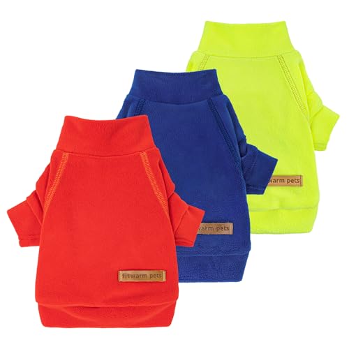 3 Pack Classic Fleece Dog Sweater (Medium / Red-Blue-Yellow)