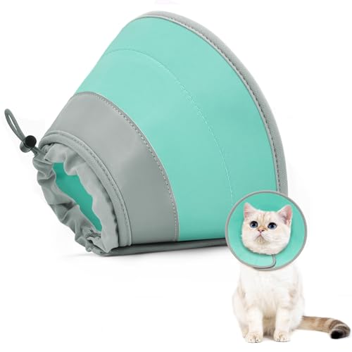 Cat Cone Collar Soft to Stop Licking (Solid Green / M)