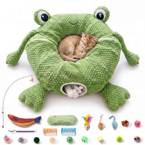 Cat Tunnel Bed with 20 Cat Toys (Light Green / Large)