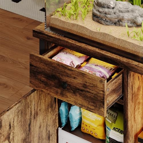 55 75 Gallon Fish Tank Stand with Power Outlets (Brown and Black)