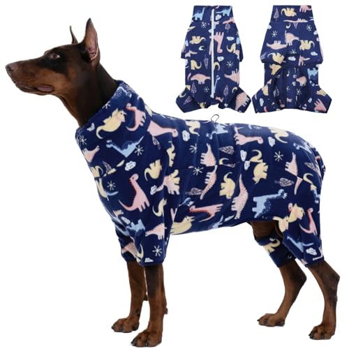 Dog Clothes for Large Dogs Soft Fleece Pullover Pajamas (2XL / BlueDinosaur)