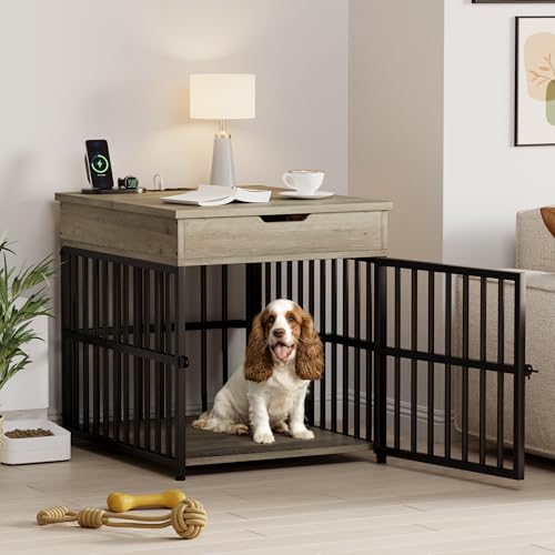 Dog Crate Furniture for Small Dogs (Grey)