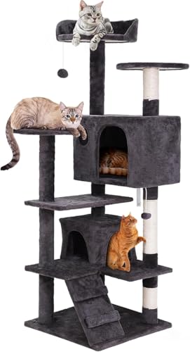 54 inch Cat Tree with Sisal (Grey)