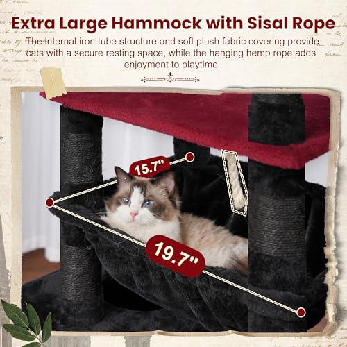 Cat Tree 63'' Cat Tower for Large Cats (63 inch / Black and red)