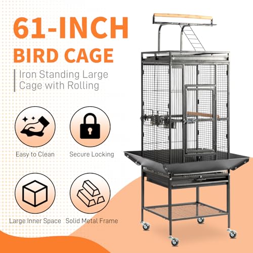 Bird Cage with Wheels (Black)