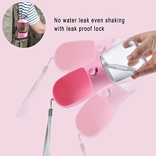 Dog Water Bottle Portable with Food Container & Filter for Travel (#11 Red / 10oz)