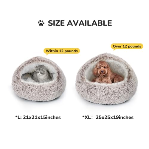 Cat Bed Hooded Cat Beds for Indoor Cats Covered Cat Beds (25.0"L x 25.0"W x 19.0"Th / coffee)