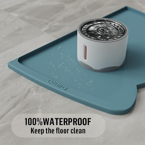 Large Dog Food Mat (24"L x 15"W / Light Blue)