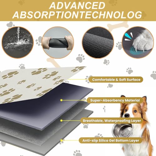 Pet Feeding Mat Dog Cat Food Mat Absorbent No Stains Quick Dry Rubber Bottom Anti (Off White-JY / 16"×24")