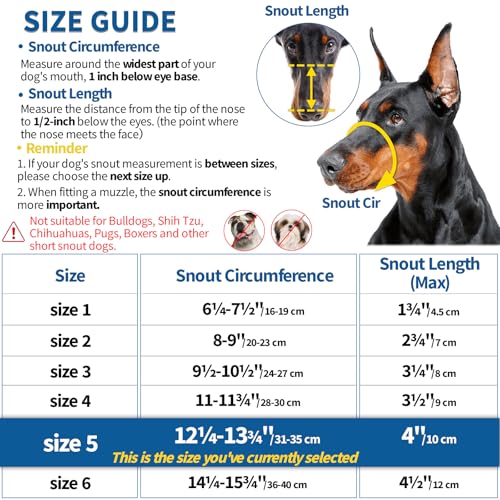 Dog Muzzle Basket Muzzle Anti Biting Chewing for Medium Large Dog (5 (Snout 12¼-13¾") / Black)