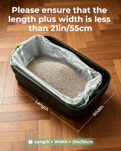 120 Count Drawstring Cat Litter Bags 21.6"×11" (White-Blue)