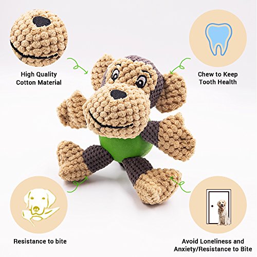 Dog Toys Teeth Cleaning Squeaky Monkey Stuffed Chew Toys 5.9