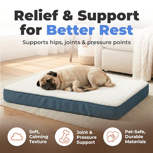 Orthopedic Dog Bed with Memory Foam (Blue / 41" x 29" x 4")