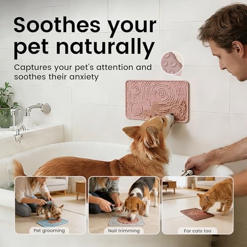 Lick Mat for Dogs&Cats (Sage Green&Coral / 9.8"L x 5.9"W)
