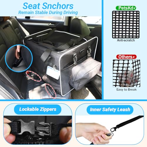 Extra Large Cat Carrier with Wheels and Litter Box for Car Travel (Black and Wheeled)