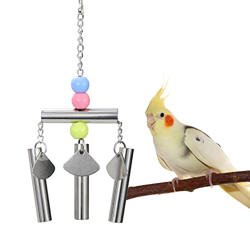Stainless Steel Bird Bells String Toy Hanging Chew for Parrots (C (Bird Bell Toy))