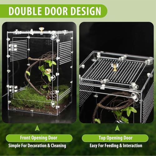 Reptile Enclosure 10 Gallon for Crested Gecko (X Large-18''x12''x12'')