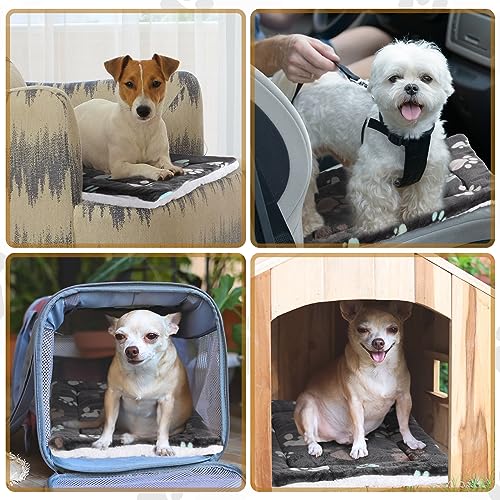 4 Pack Soft Pet Bed Mat Small Dog Crate Fleece (13 x 19 Inches / Black)