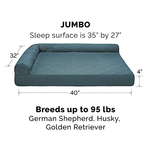 Cooling Gel Dog Bed for Large Dogs w (Jumbo / (Quilted Paw) Bluestone)