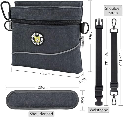 Dog Treat Pouch with Magnetic Closure (L / Black)