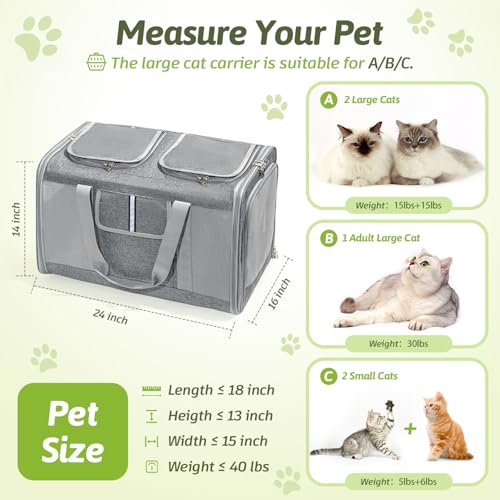 Extra Large Cat Carrier for 2 Cats (Grey(Extra Large))