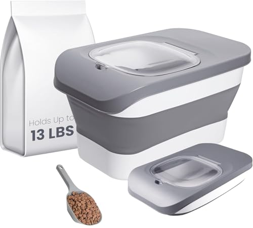 13Lbs Collapsible Dog Food Storage Container (Grey1-13lbs)