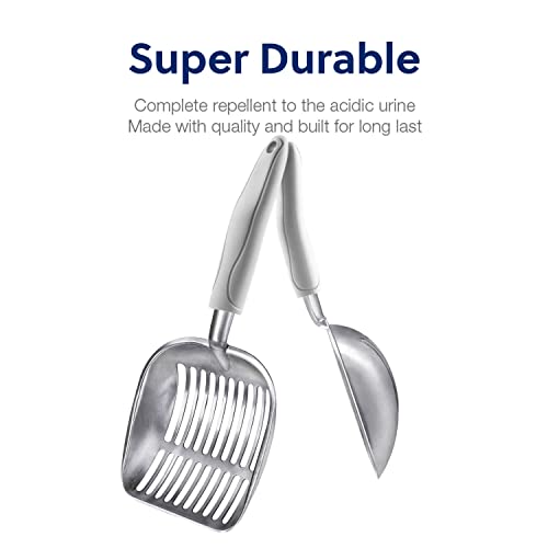 Cat Litter Scoop (Large / FLAT Aluminum \ #05 Grey Handle)